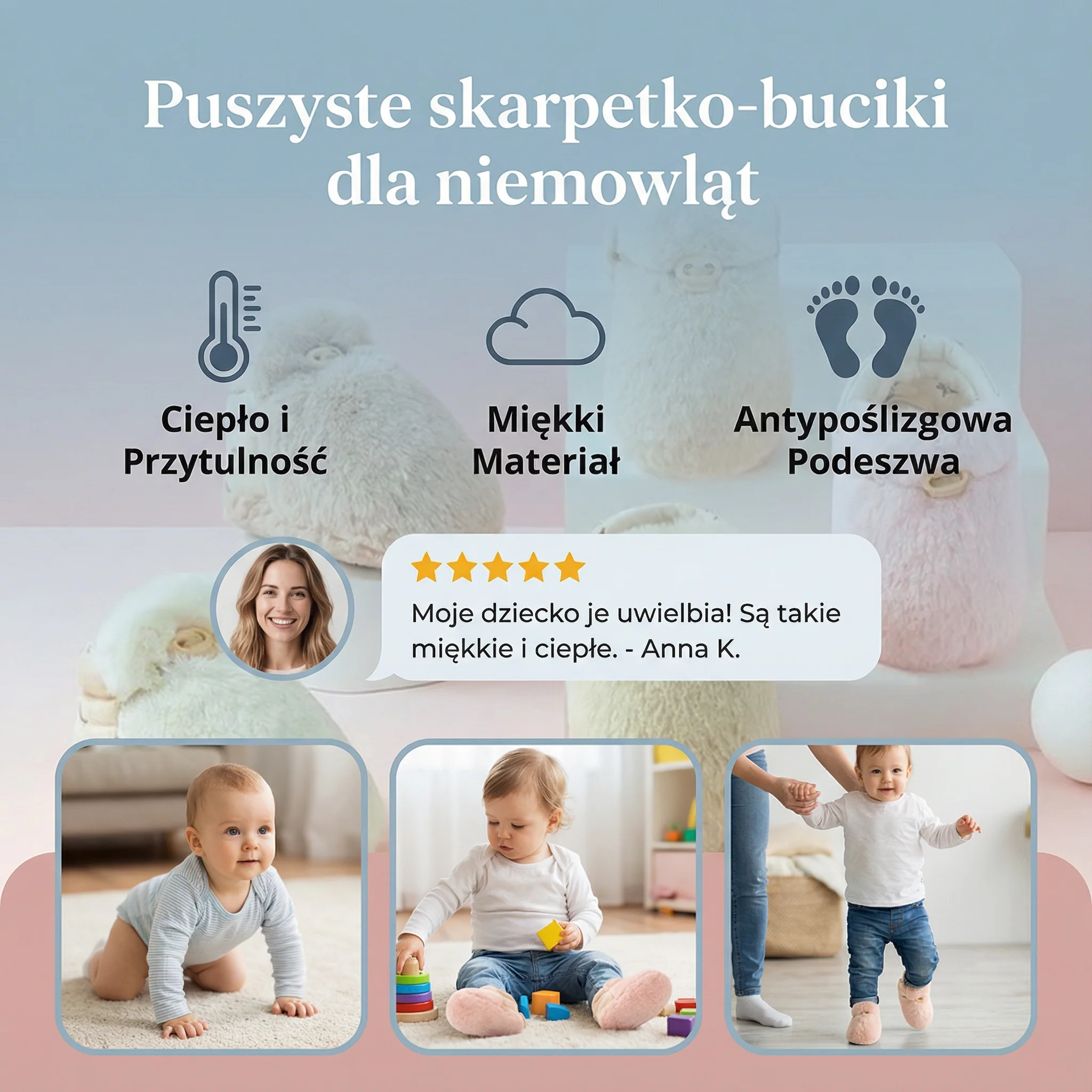 Puszyste skarpetko-buciki dla niemowląt - Image 3