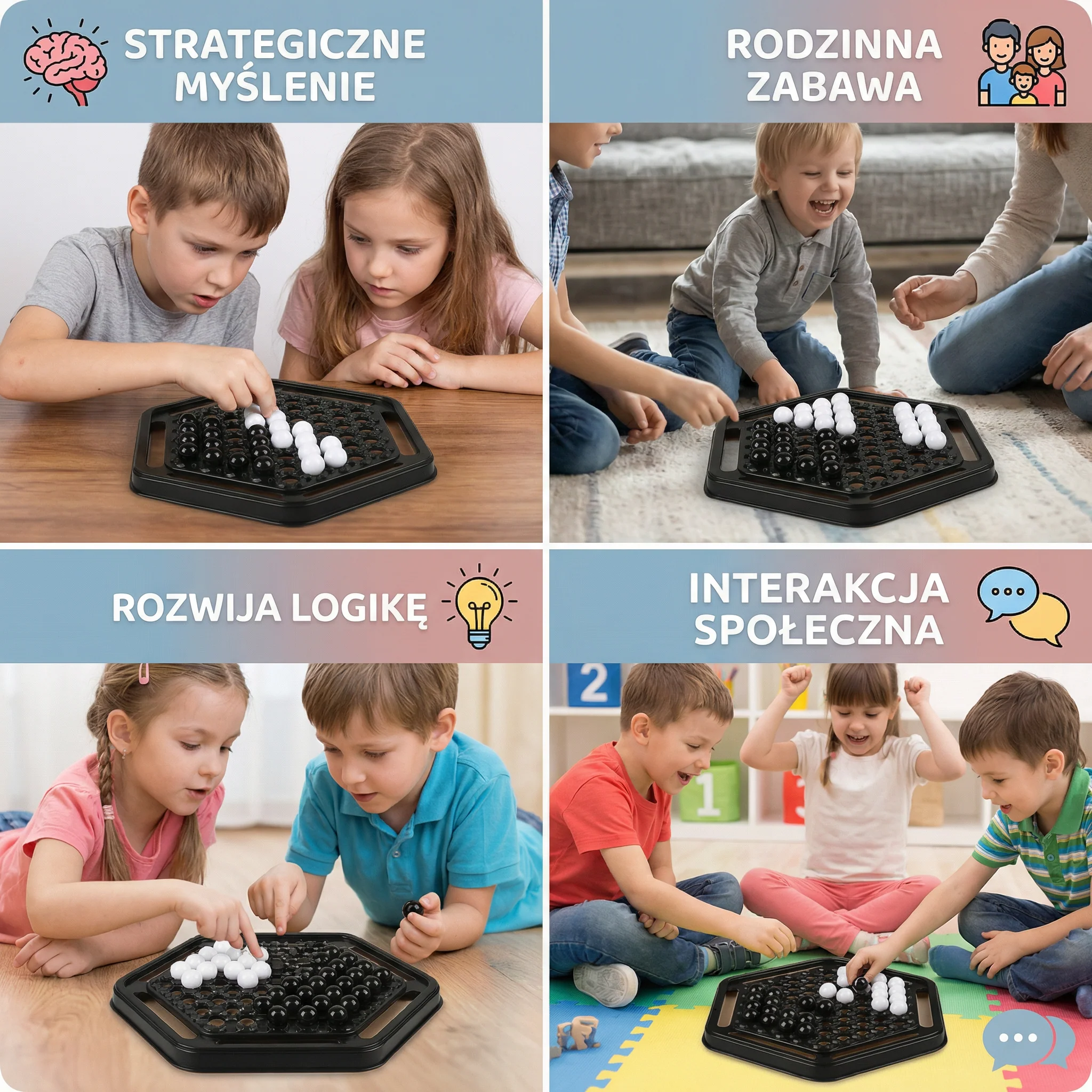 Rodzinna gra strategiczna w popychanie pionków – interaktywna gra logiczno-strategiczna dla dzieci - Image 4