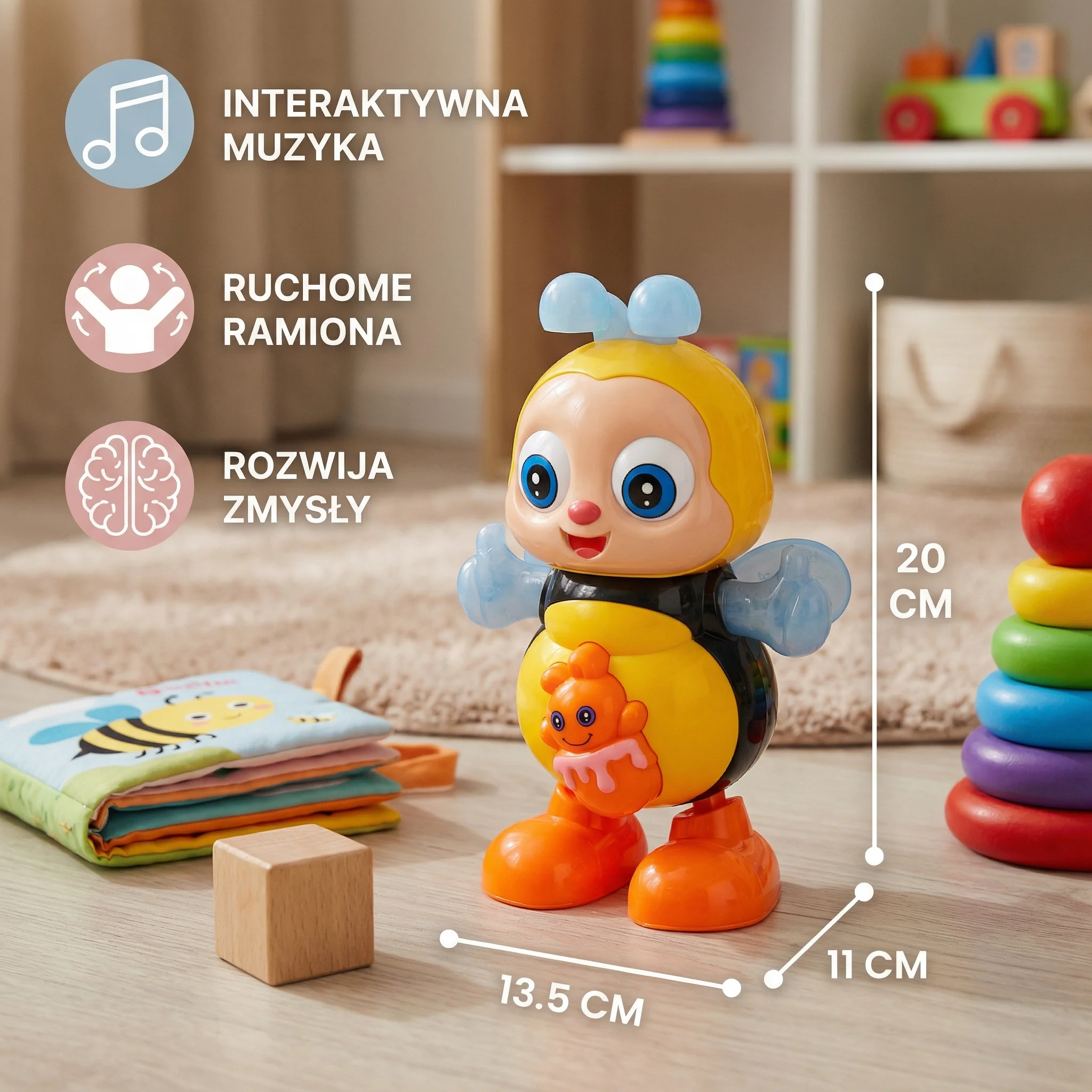 Tańcząca Muzyczna Pszczoła – Interaktywna Zabawka dla Niemowląt i Małych Dzieci - Image 5