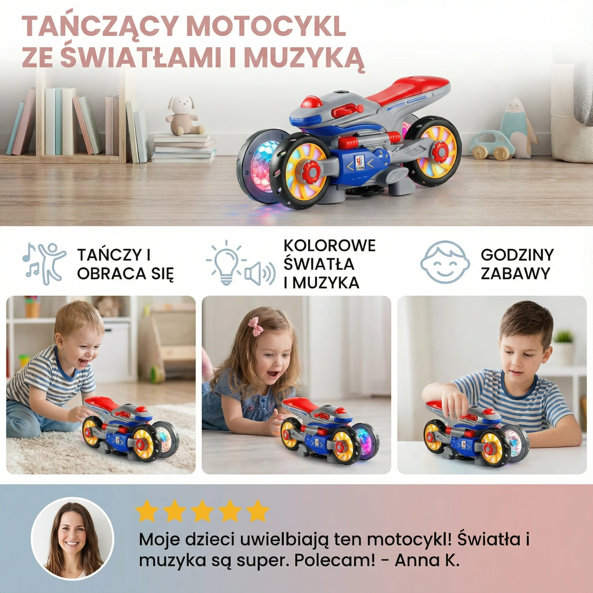 Tańczący motocykl ze światłami i muzyką - Image 3