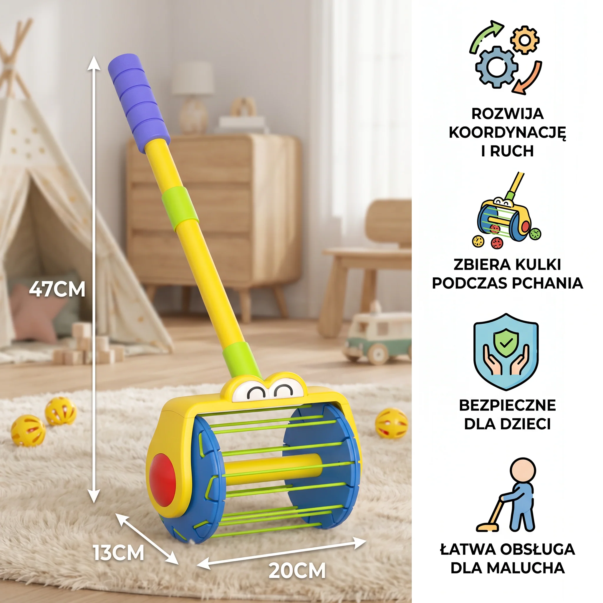 Zabawka dla niemowląt – Pchany odkurzacz z piłkami dla maluchów - Image 6