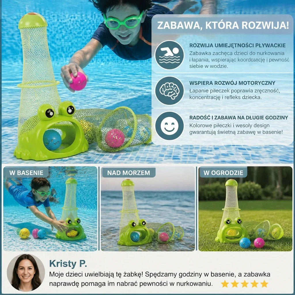 Zabawka Frosch do Nurkowania z Siatką na Łapanie i Piłkami z Morskimi Zwierzętami - Image 3