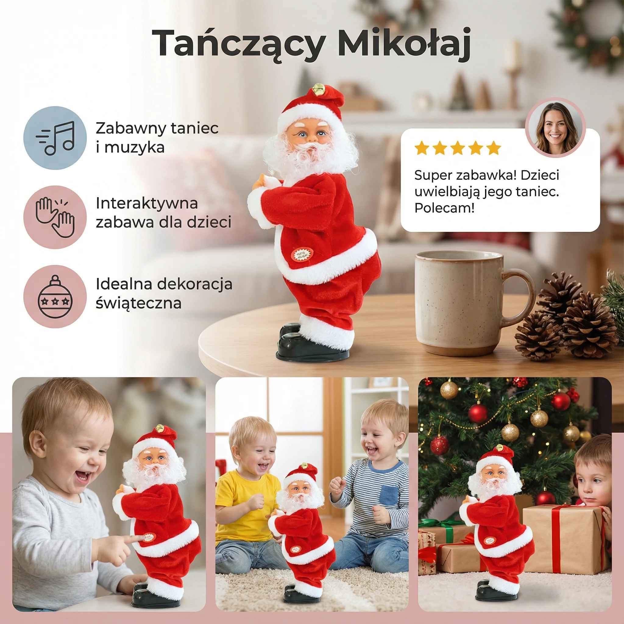 Zabawka świąteczna tańczący mikołaj dla dzieci - Image 3