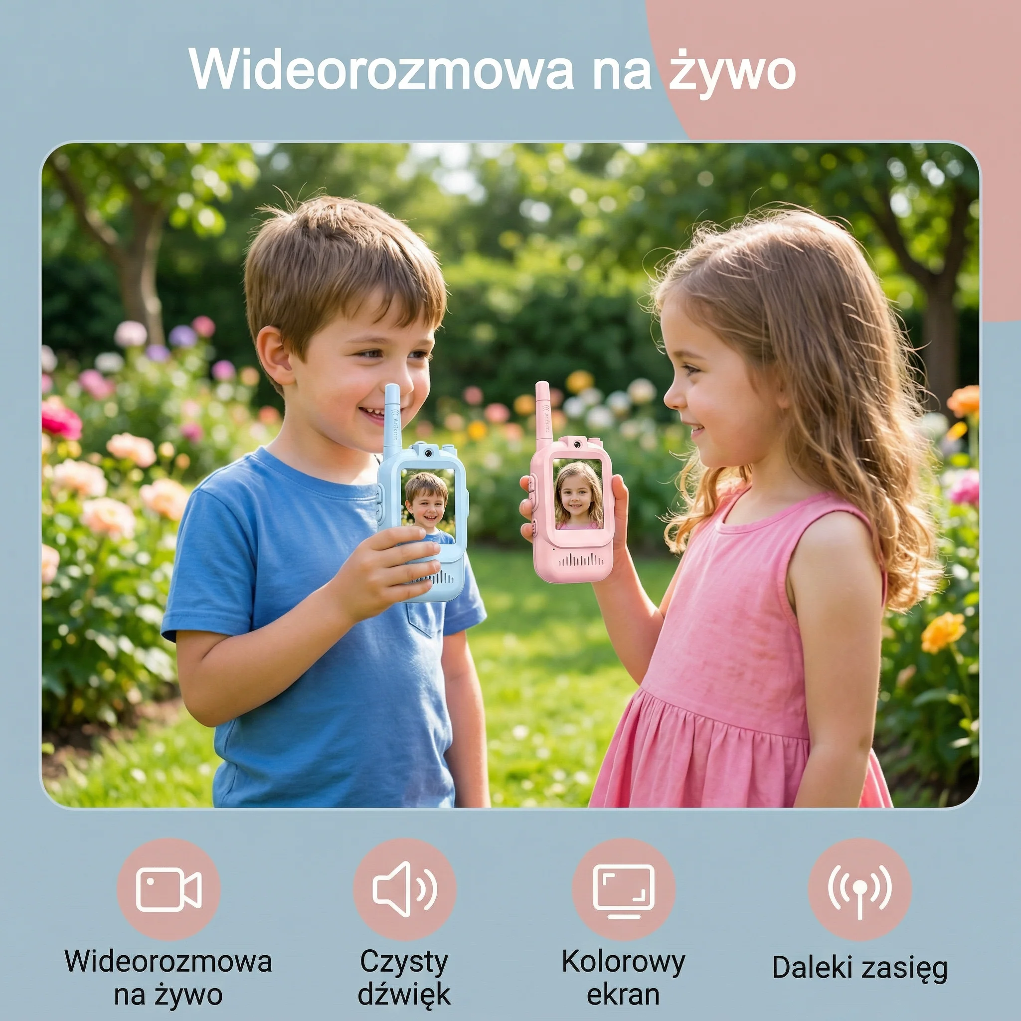 Zestaw 2 Walkie-Talkie Wideo dla Dzieci – Radio z Kamerą i Ekranem - Image 2