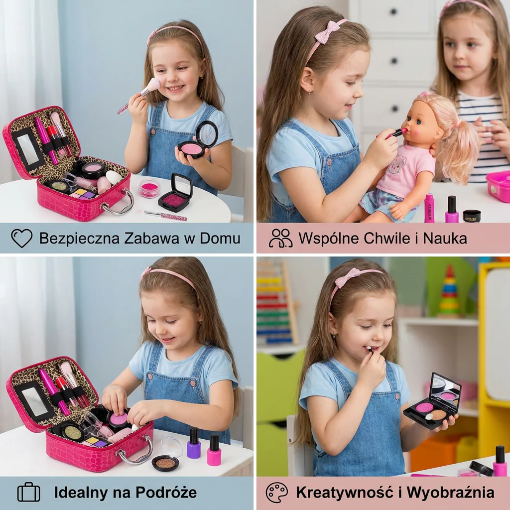 Zestaw do makijażu dla dziewczynek – Bezpieczny zestaw kosmetyków dla dzieci z praktyczną torbą - Image 5