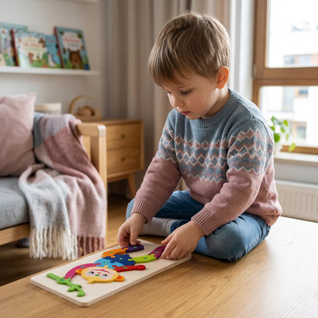 Zestaw Drewnianych Puzzli dla Dzieci – Układanka Edukacyjna z Liczbami i Zwierzętami - Image 7
