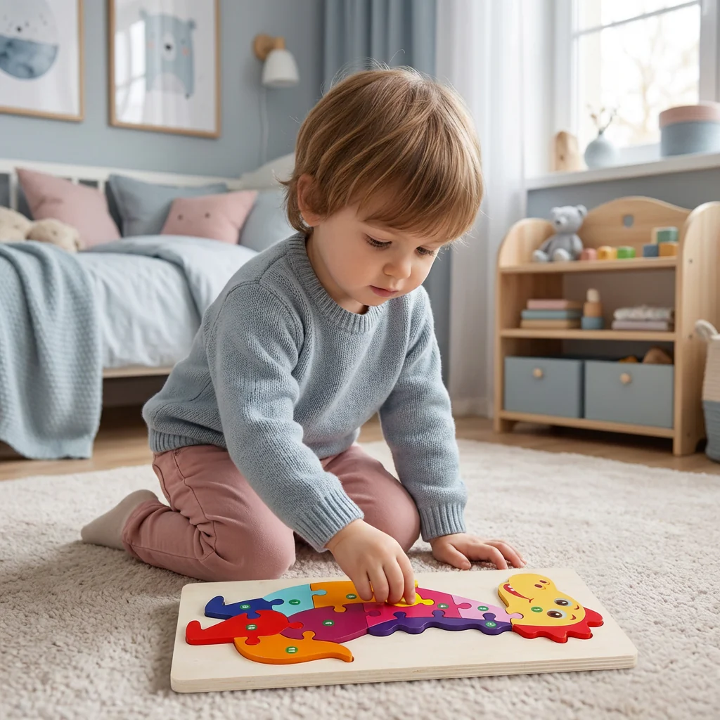 Zestaw Drewnianych Puzzli dla Dzieci – Układanka Edukacyjna z Liczbami i Zwierzętami - Image 8