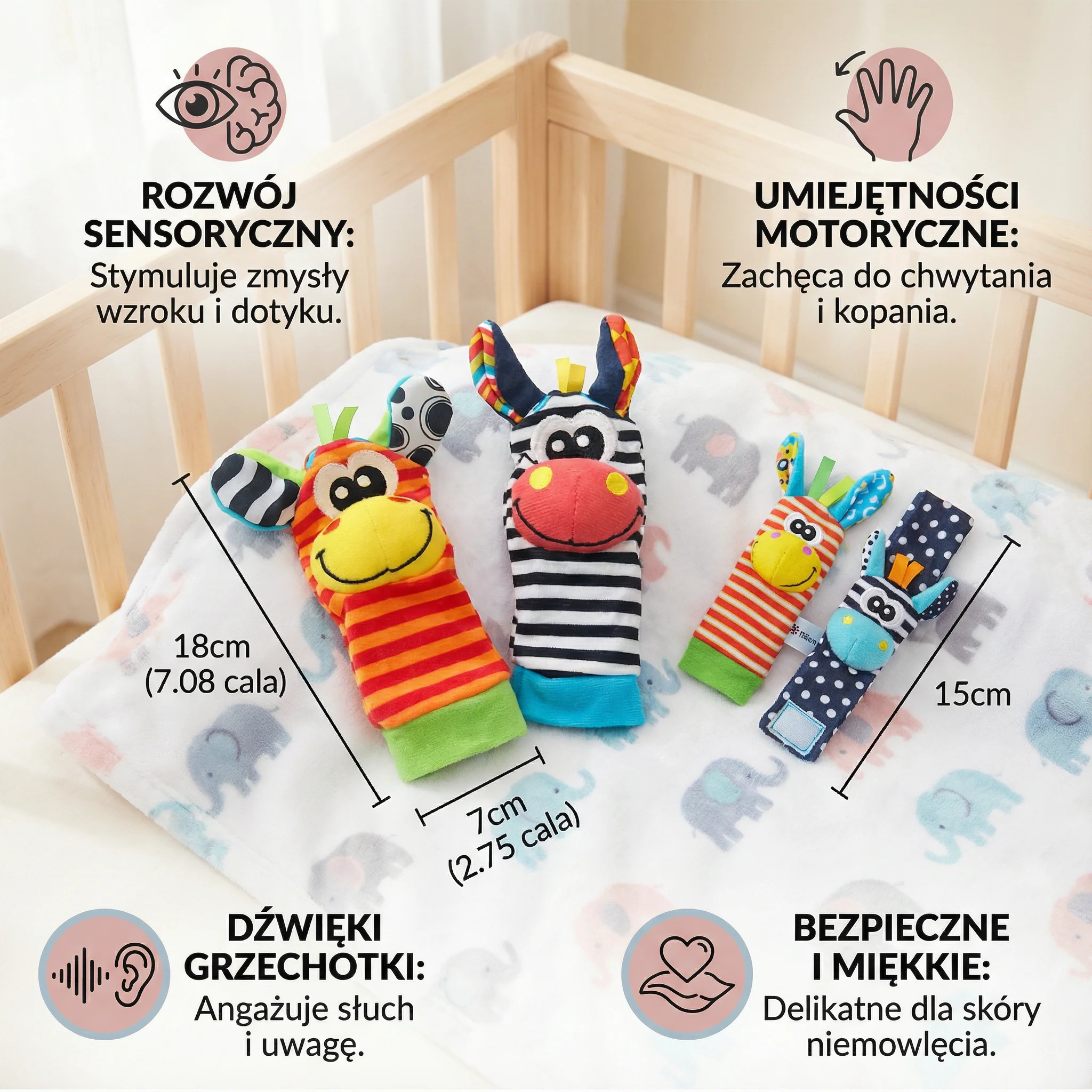 Zestaw grzechotek i skarpetek dla niemowląt | Kolorowe zabawki sensoryczne do wczesnej nauki i rozwoju umiejętności motorycznych - Image 5