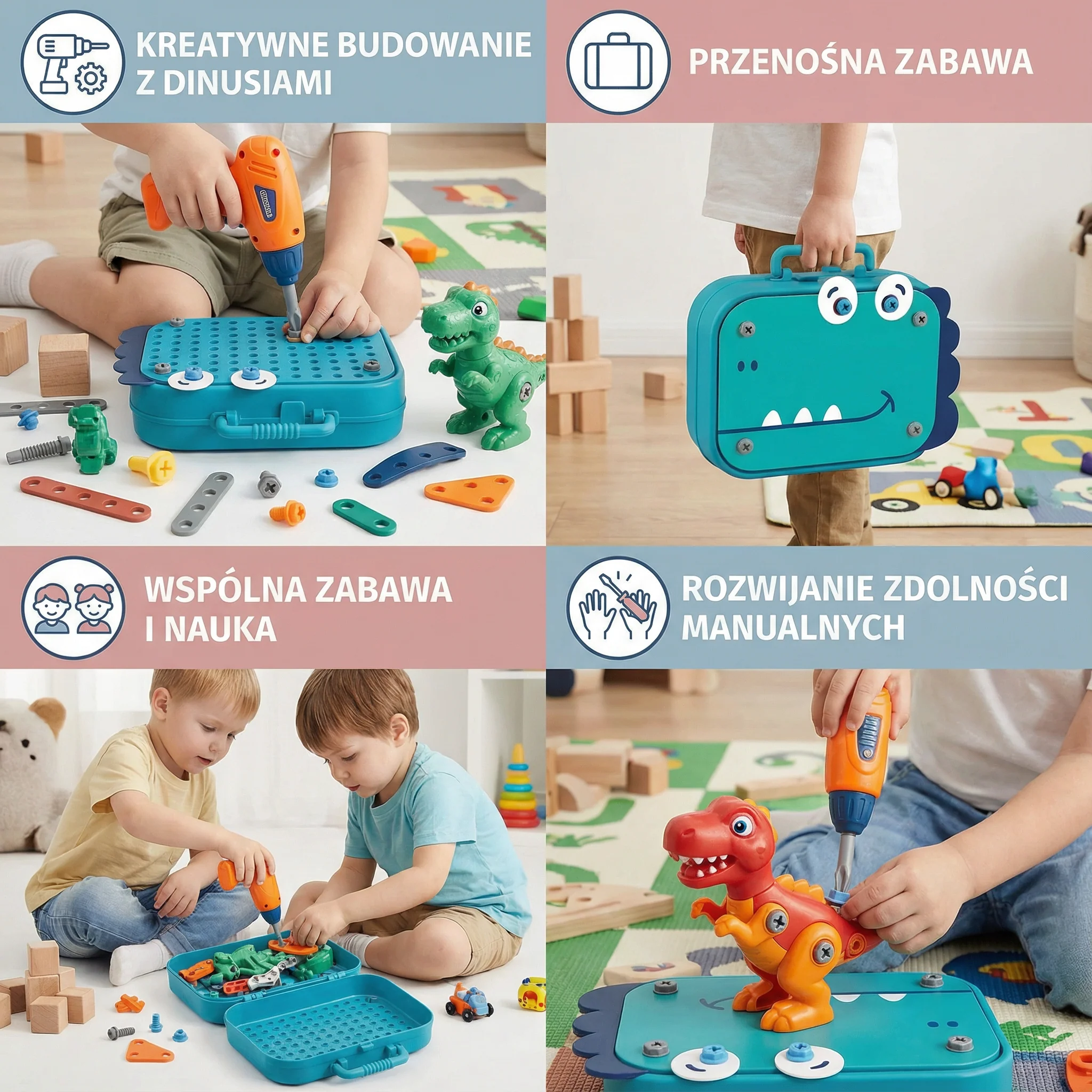 Zestaw majsterkowicza dla dzieci w uroczym dinozaurzym designie - Image 4