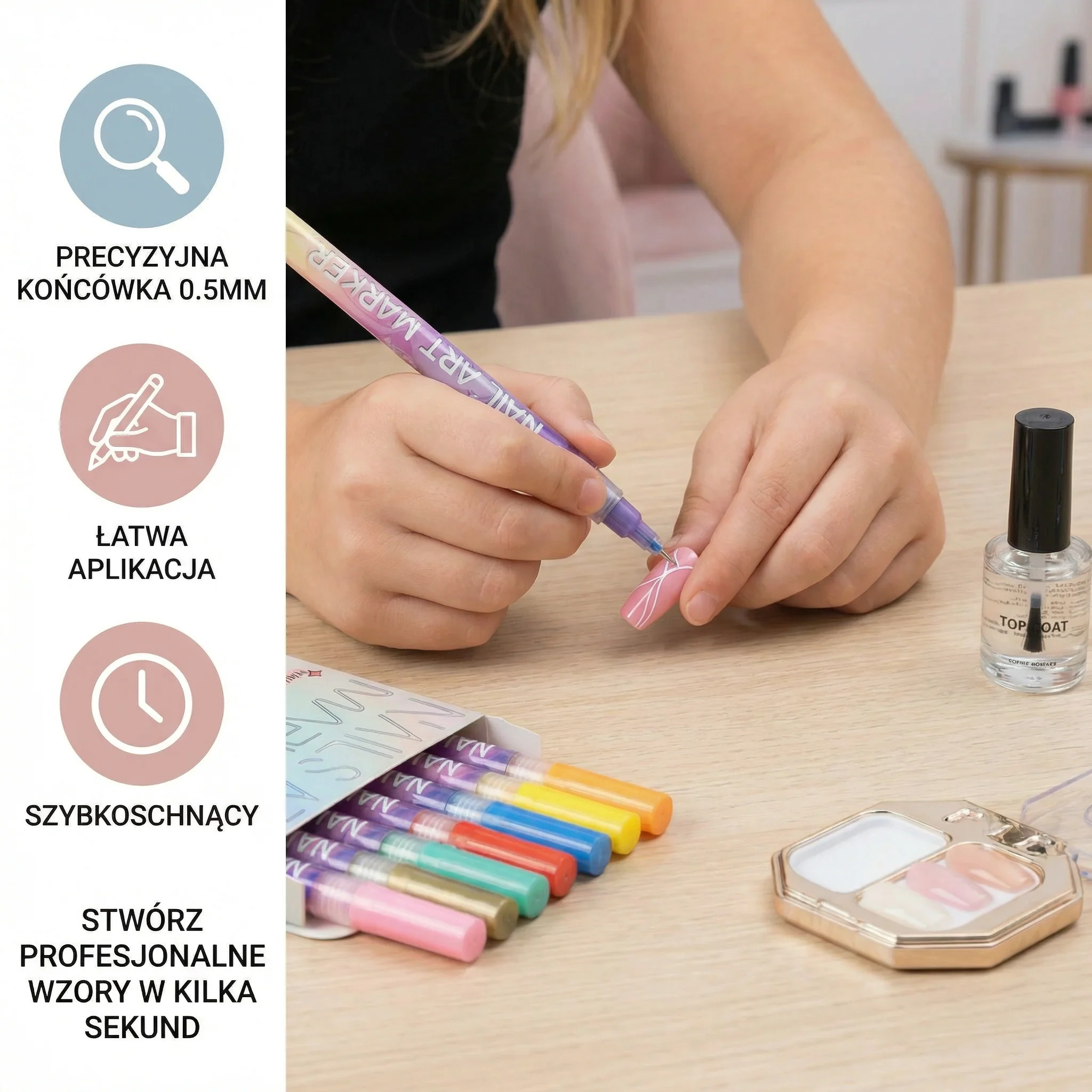 Zestaw markerów do zdobienia paznokci z precyzyjną końcówką – akrylowe pisaki do precyzyjnych wzorów na paznokciach - Image 2