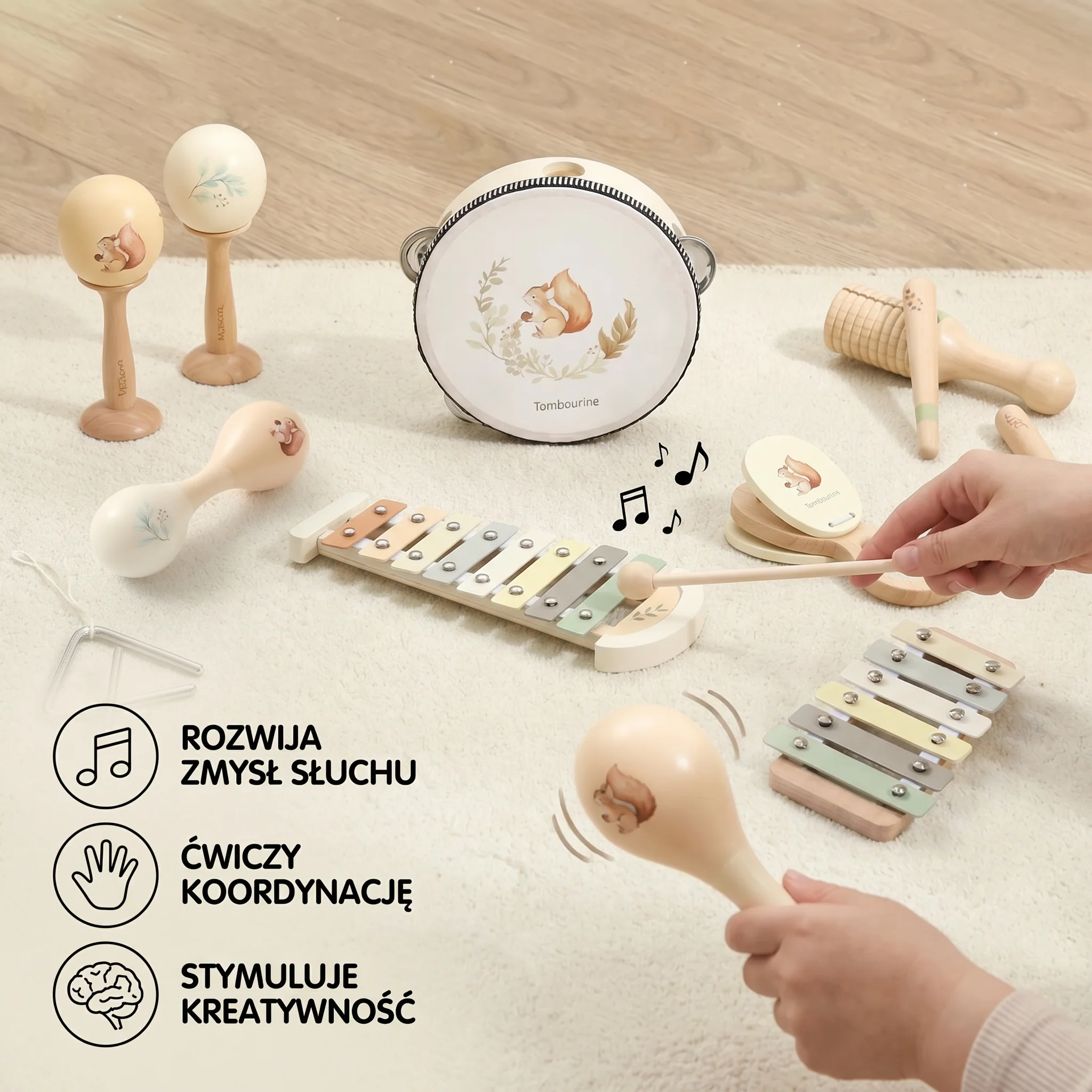 Zestaw Montessori instrumentów muzycznych dla niemowląt – sensoryczna i muzyczna zabawka edukacyjna - Image 3