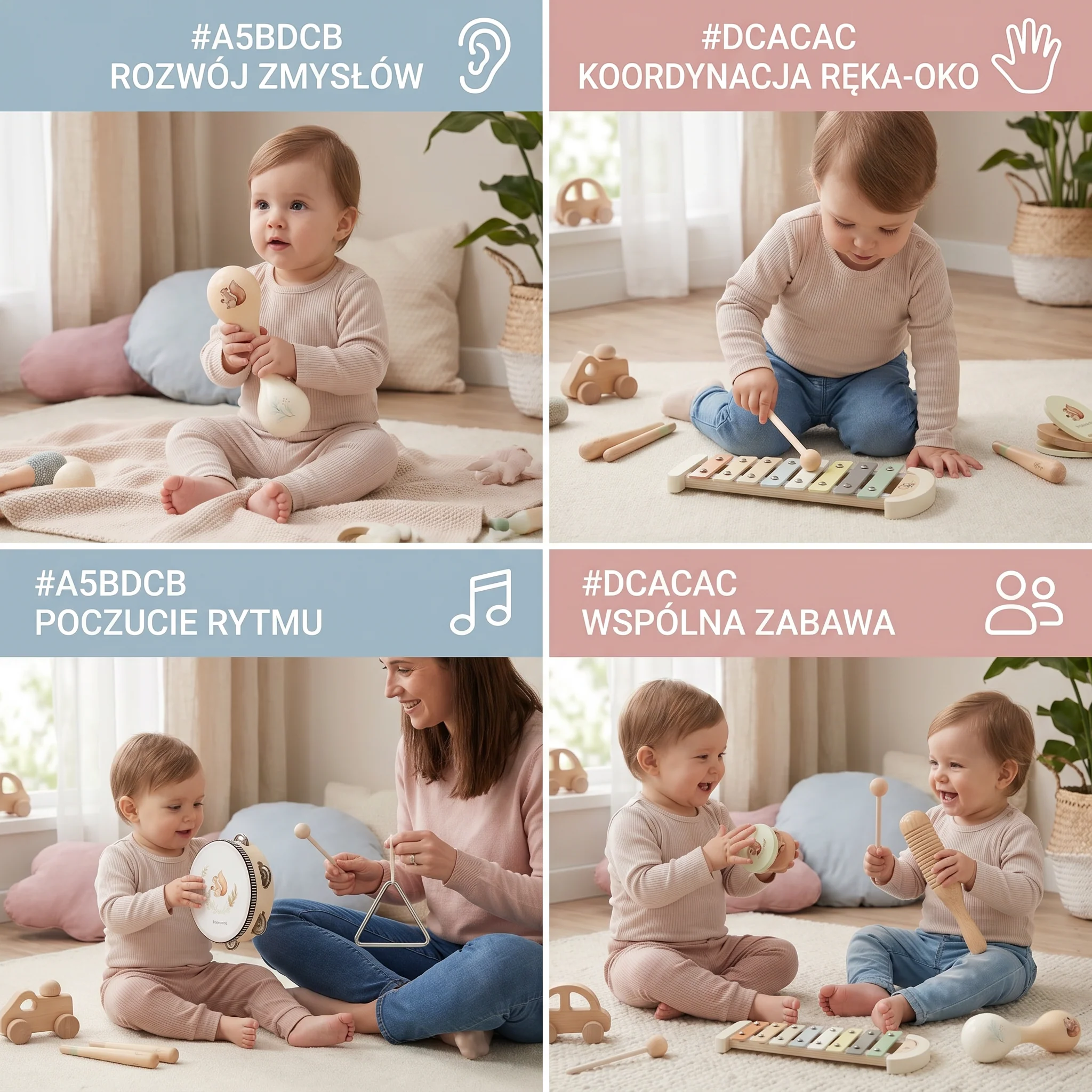 Zestaw Montessori instrumentów muzycznych dla niemowląt – sensoryczna i muzyczna zabawka edukacyjna - Image 5