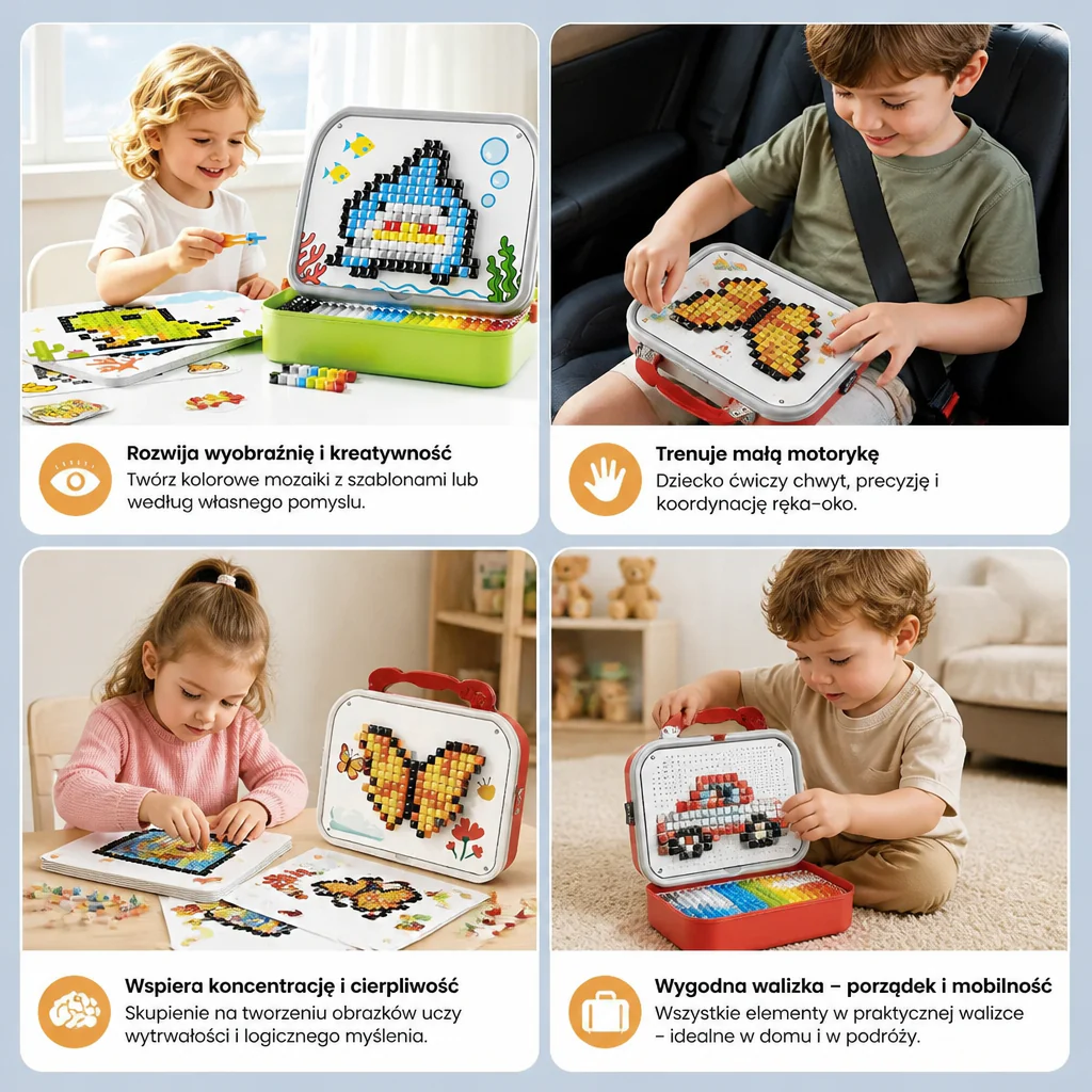 Zestaw Montessori z Mozaiką Grzybkową dla Dzieci - Image 4