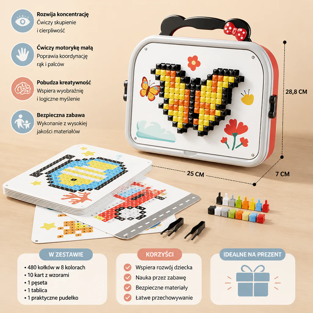 Zestaw Montessori z Mozaiką Grzybkową dla Dzieci - Image 5